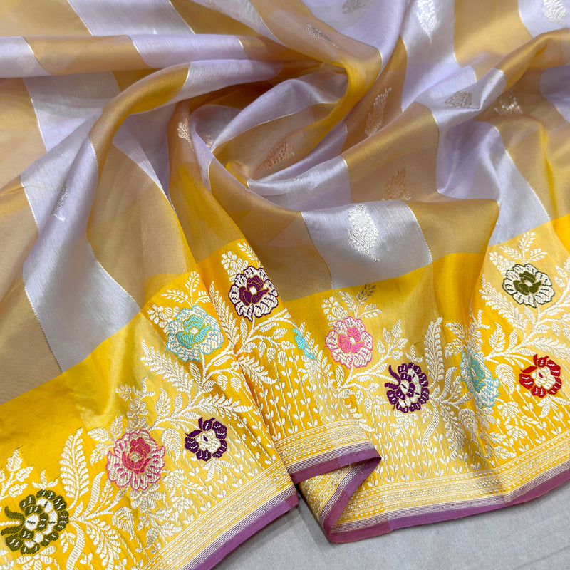 Pure kora Handwoven Banarasi saree