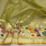 Pure Kora handwoven Banarasi saree