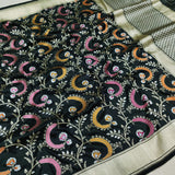 Black colour Pure Katan Silk Handwoven Banarasi Saree