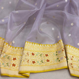 Pure Kora handwoven Banarasi saree