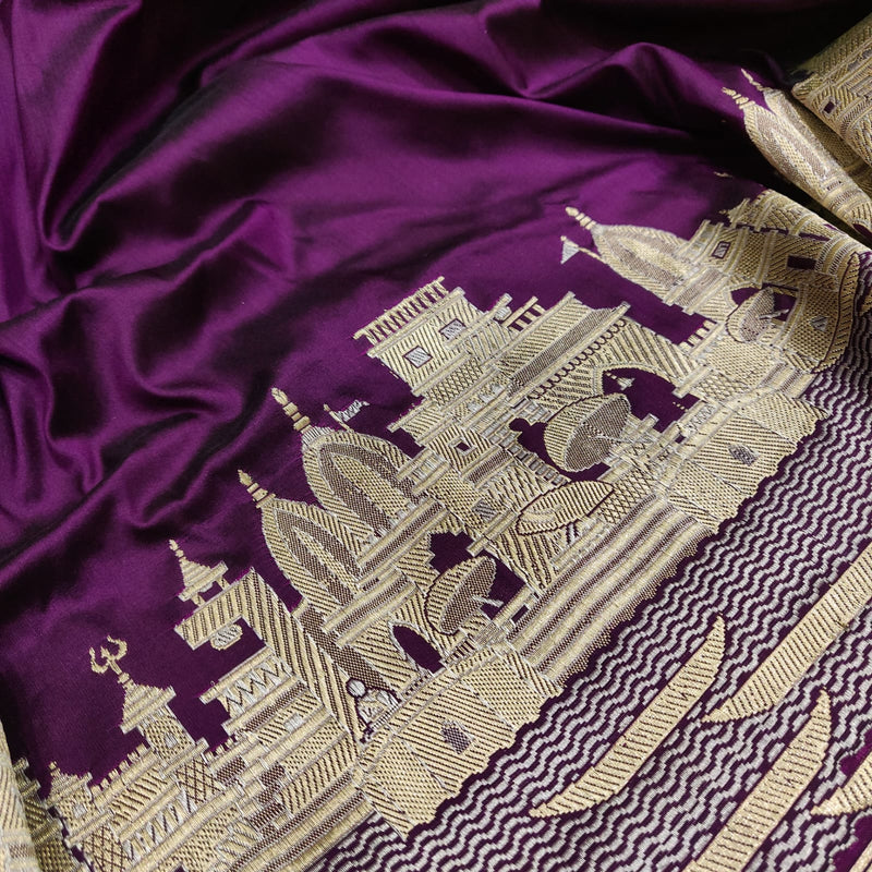 Purple Colour Katan Silk Handwoven Banarasi Saree