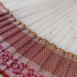 White colour pure Kora handwoven Banarasi saree