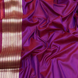 Magenta colour pure katan silk handwoven banarasi saree