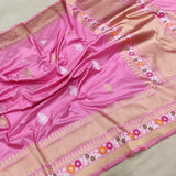 Pink colour Pure Katan Silk Handwoven Banarasi Saree