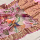 Multicolour pure kora Handwoven Banarasi saree