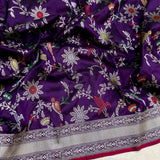 Purple colour pure katan silk Handwoven banarasi saree