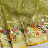 Pure Kora handwoven Banarasi saree