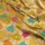 Yellow colour Pure katan silk Handwoven banarasi saree