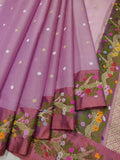 Lavender Colour Pure Kora Silk Handwoven Banarasi Saree