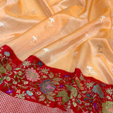 Peach colour pure tissue Handwoven Banarasi saree