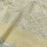 White colour Pure Kora Silk Handwoven Banarasi Saree