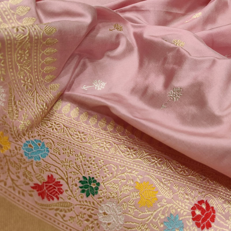 Light pink Colour Pure Katan Silk Handwoven Banarasi Saree