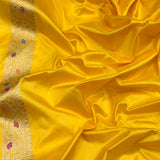 Off white colour pure katan silk handwoven banarasi saree