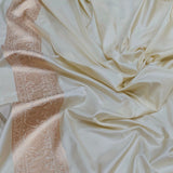 Off white colour pure katan silk Handwoven banarasi Tanchoi saree