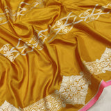 Mustard yellow Colour Pure Katan Silk Handwoven Banarasi Saree