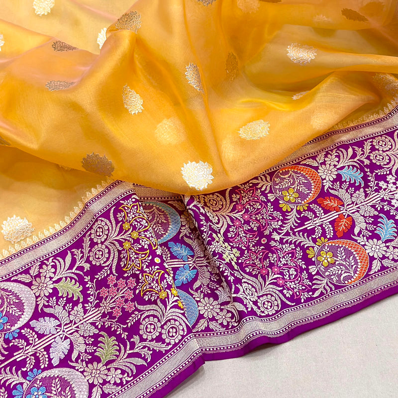 Pure kora handwoven banarasi saree