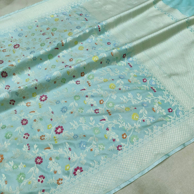 Pastel Colour Pure Katan Silk Handwoven Banarasi Saree