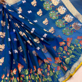 Dual sade pure kora jamdani Handwoven Banarasi saree