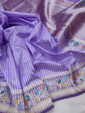 Lavender colour pure katan silk handwoven banarasi saree