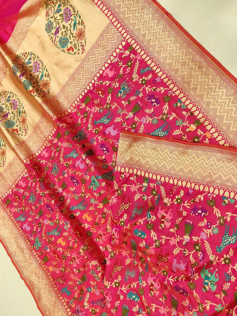 Dual Shade Pure Katan Silk Handwoven Banarasi Saree