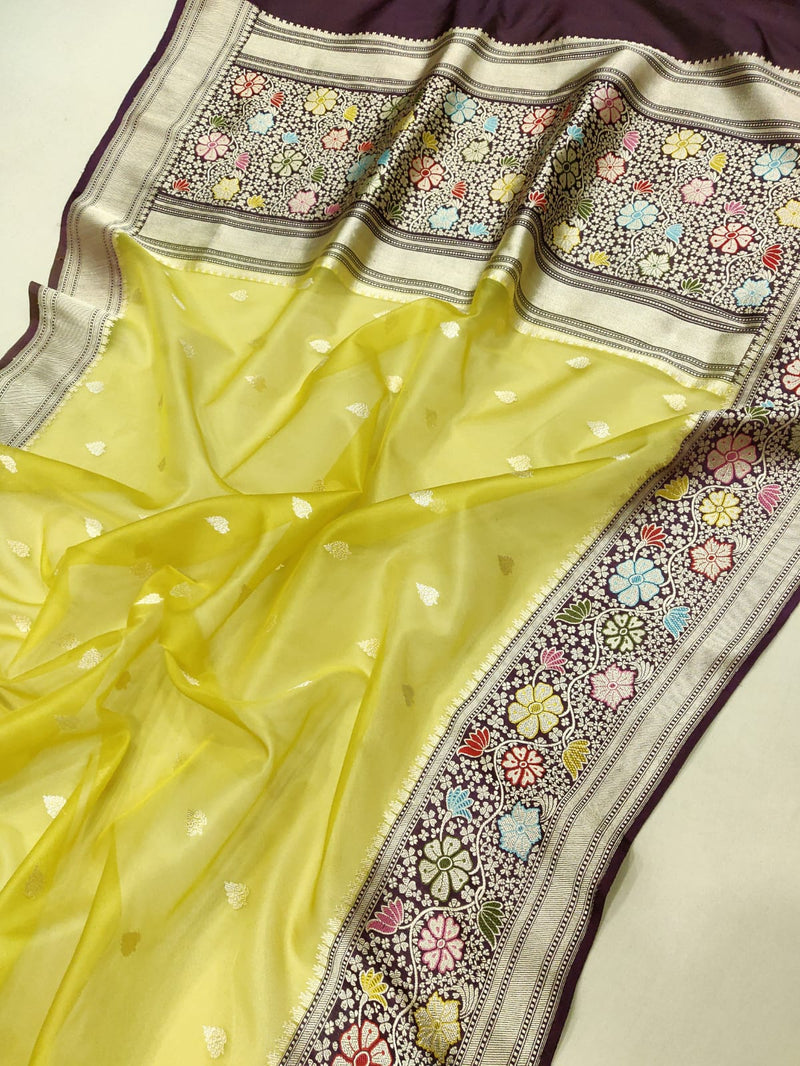 Pure Kora Silk Handwoven Banarasi Saree