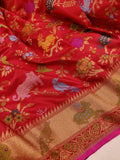 Red Color Pure Katan Silk Handwoven Banarasi Saree
