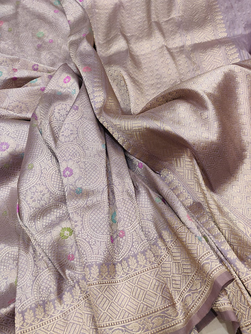 Pure Katan Silk Handwoven Tanchoi Banarasi Saree