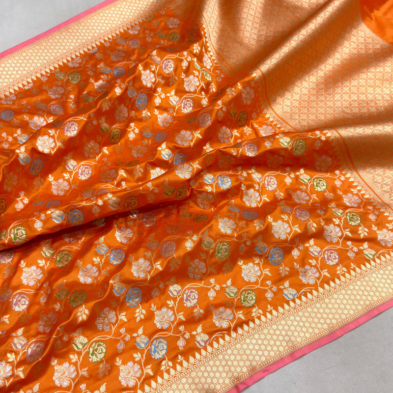 Pure katan silk Handwoven banarasi saree