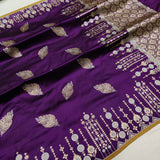Purple colour katan silk handwoven banarasi y