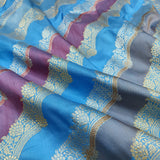 Sky blue colour pure katan silk Handwoven banarasi rangkat saree