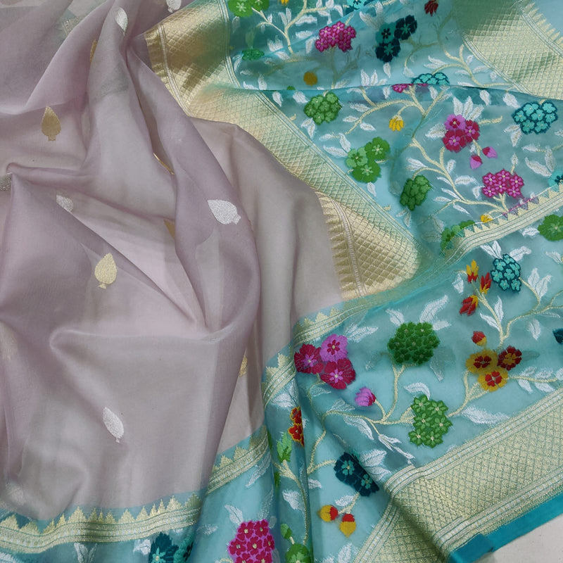 Pure Kora Silk Handwoven Banarasi Saree