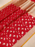 Red colour Pure Katan Silk Handwoven Banarasi Saree