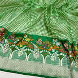Green colour pure kora handwoven banarasi saree