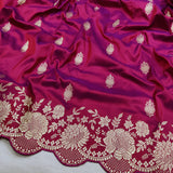 Wine Color Katan Silk Handwoven Banarasi Saree