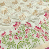 White colour pure katan silk Handwoven banarasi saree