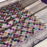 Multicolour pure katan silk Handwoven banarasi Rangkat saree