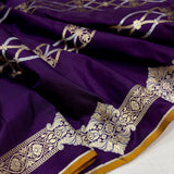 Purple colour pure katan silk Handwoven banarasi saree