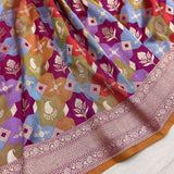 Multicolor Pure Katan Silk Handwoven Banarasi Saree