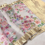 Multicolour pure kora Handwoven Banarasi saree