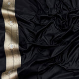 Black colour pure katan silk handwoven banarasi saree