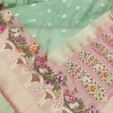 Light green Color Pure Kora Silk Handwoven Banarasi Saree