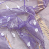Lavender color pure tissue net handwoven banarasi saree
