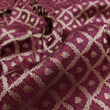 Garnet Color Pure Katan Silk Banarasi Fabric