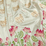 White colour pure katan silk Handwoven banarasi saree