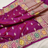 Dual Shade Pure Katan Silk Handwoven Banarasi Saree