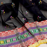 Black colour pure kora Handwoven Banarasi saree