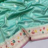 Pastel Green Color Pure Katan Silk Handwoven Banarasi Saree