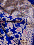 Royal blue colour Pure Katan Silk Handwoven Banarasi Saree
