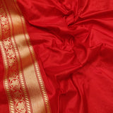 Red colour pure katan silk Handwoven banarasi Tanchoi saree