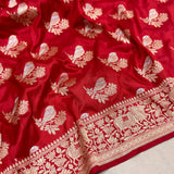 Bridal Red, Pure katan silk Handwoven banarasi saree